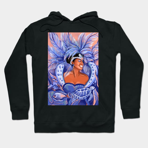 Afro Girl Celebrating Carnival Fashion Print by Cindy Rose Studio Hoodie by cindyrosestudio